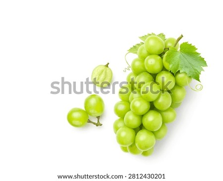 Top view of Green grape isolated on white. Shine muscat grape.