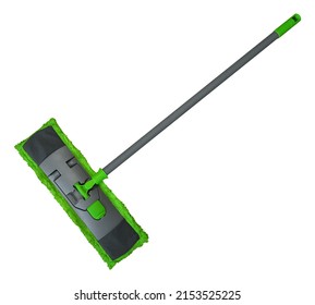Top view of green plastic mop isolated on white. Clipping Path included. - Shutterstock ID 2153525225