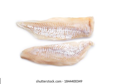 Top View Of Haddock Fillet Isolated On White Background