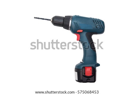 top view of hand dril machine on white backgrounds, isolated