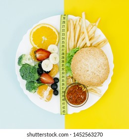 Top View Healthy Food Vs Unhealthy Food