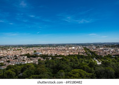 Top View Of The Historical Nîmes City With The Central Boulevard 