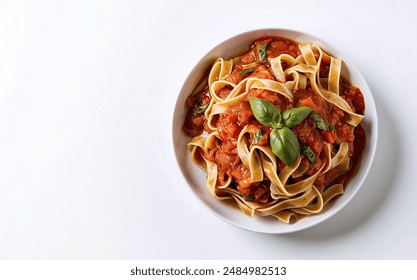top view of home-cooked tagliatelle pasta - Powered by Shutterstock