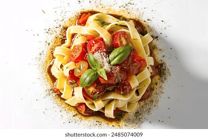 top view of home-cooked tagliatelle pasta - Powered by Shutterstock