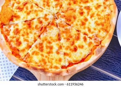 Top View of Homemade Cheese Pizza