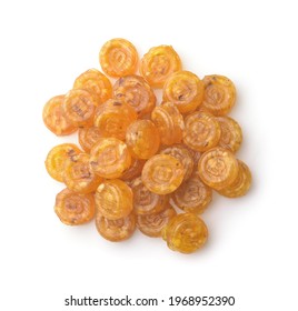 Top View Of Homemade Organic Hard Candies With Nuts  Isolated On White