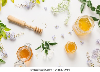 Top View Honey Jar On Table