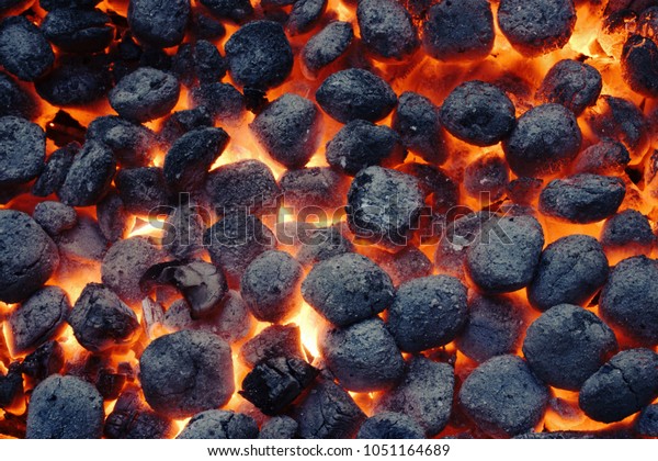 Top View Hot Flaming Charcoal Briquettes Stock Photo Edit Now