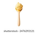 Top view ice cream scoop with icecream spoon isolated on white background