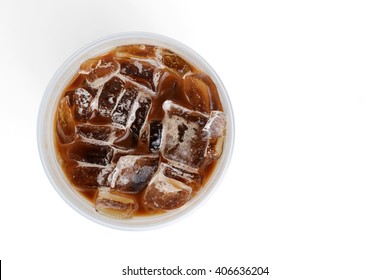 Top  View Of Iced Coffee Isolated On White