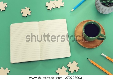 Top view image of empty notebook on table