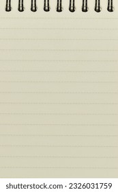 top view image of open notebook with blank page, lined paper texture background