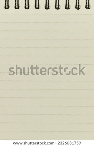 top view image of open notebook with blank page, lined paper texture background