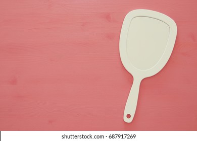 Top View Image Of Vintage Hand Mirror.