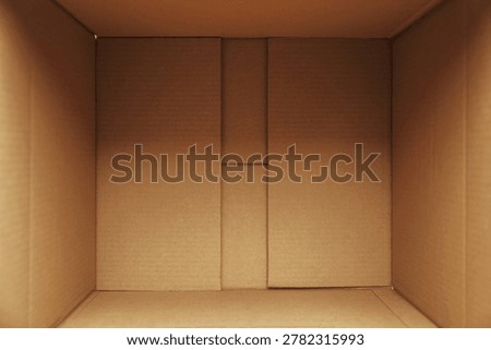 Top view inside open empty cardboard box