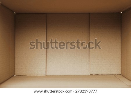 Top view inside open empty cardboard box