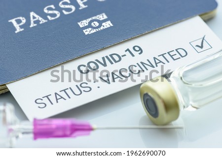 Top view of international certificate of vaccination, a record proving a traveler or someone has received certain vaccines. A document attesting that its bearer is immune to a contagious disease.