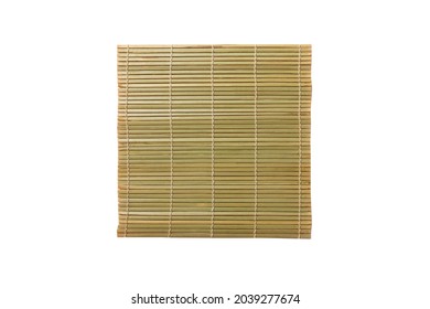 Top View Of Isolated Placemat For Food. Close Up Of Bamboo Mat Empty Space For Your Design.