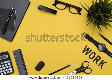top view items office header 