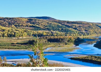 Top View Of The Junction Of Matapedia River And Restigouche River Matapedia Quebec Canada