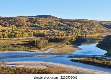 Top View Of The Junction Of Matapedia River And Restigouche River Matapedia Quebec Canada