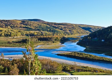 Top View Of The Junction Of Matapedia River And Restigouche River Matapedia Quebec Canada