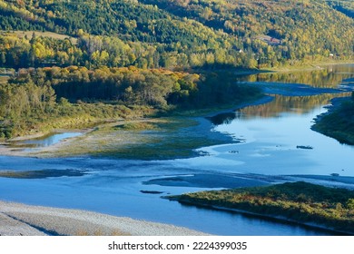 Top View Of The Junction Of Matapedia River And Restigouche River Matapedia Quebec Canada