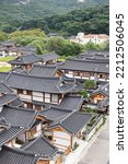 top view of Korean traditional house roof in Hanok Village