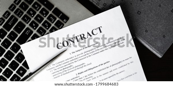 Top View Laptop Computer Contract Planner Stock Photo 1799684683 ...