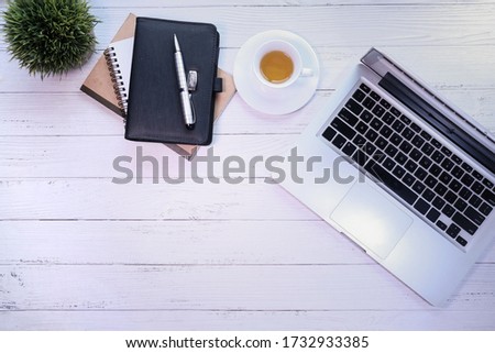 Similar – Image, Stock Photo Desktop office mix on a wooden table