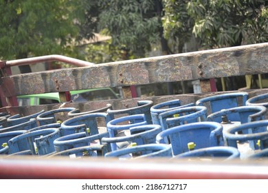 Top View Of A Large Gas Cylinder In An Open Truck