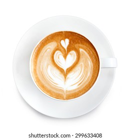 Top view latte art coffee 