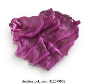 Top View Of Leaf Of Red Cabbage On The White Background