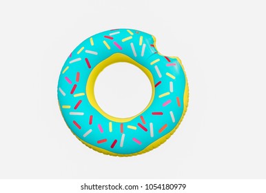 Top view of life ring donut isolated on white background ,this image for summer concept.