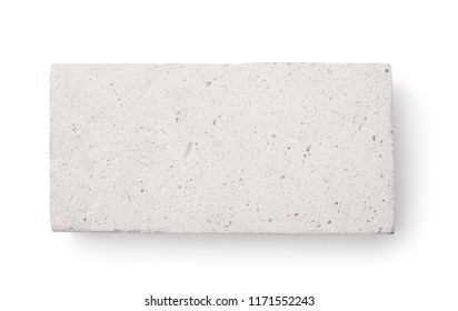 Top View Of Lightweight Foamed Gypsum Brick Isolated On White