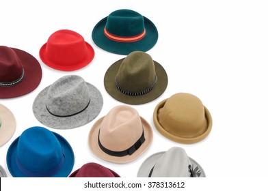 Top view many woman hat 