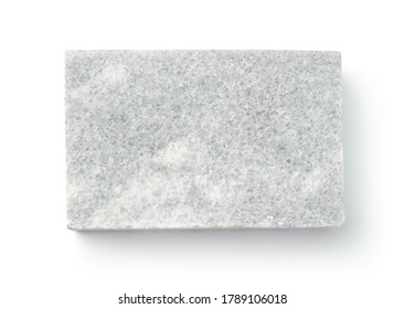 Top view of marble block isolated on white