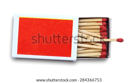 top view matchbox on white background