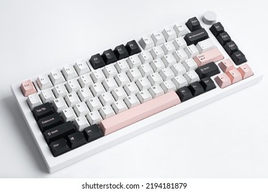Top view of mechanical keyboard. Minimal style keyboard. Minimalist design keyboard. Custom build keyboard. - Shutterstock ID 2194181879
