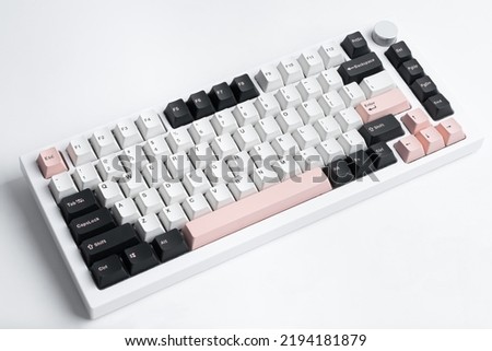 Top view of mechanical keyboard. Minimal style keyboard. Minimalist design keyboard. Custom build keyboard.