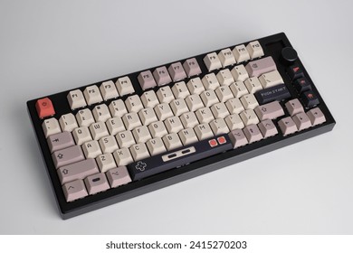 Top view of mechanical keyboard. Minimalist style keyboard. 80% keyboard layout. 