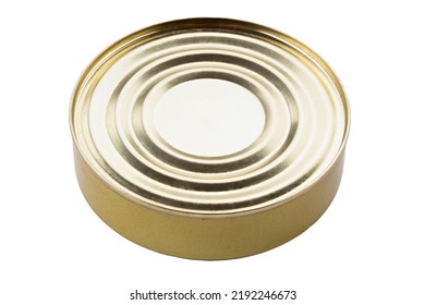 Top view of metal tin can  isolated on white background. Healthy eating concept. Tincan. File contains clipping path.
