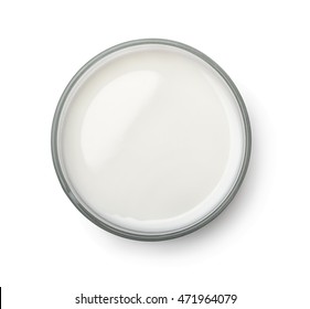 Top View Of Milk Glass Isolated On White