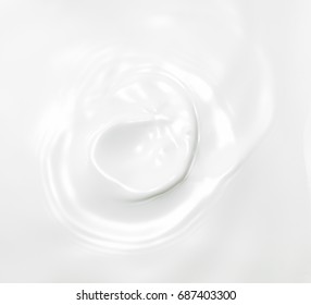 Top View Of Milk Stirring