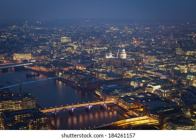 Top View, Millennium Bridge And St. Paul's Cathedral, London City 