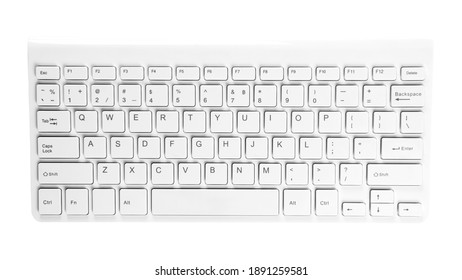 Top view modern computer keyboard isolated on white background with cliping path.