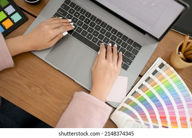 Top view, Modern graphic designer office desk workspace concept, Female graphic designer working on laptop computer. - Powered by Shutterstock