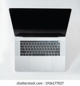 top view. modern laptop on a white background .