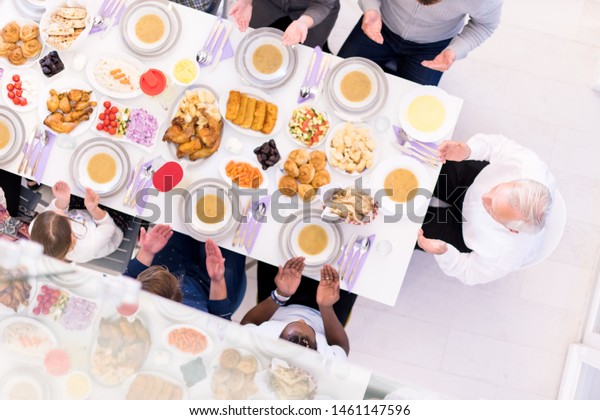 Top View Modern Multiethnic Muslim Family Stock Photo Edit Now