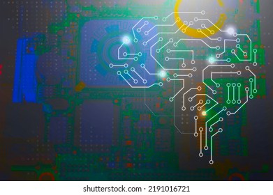 Top View Of Motherboard, Computer Motherboard, Artificial Intelligence Concept